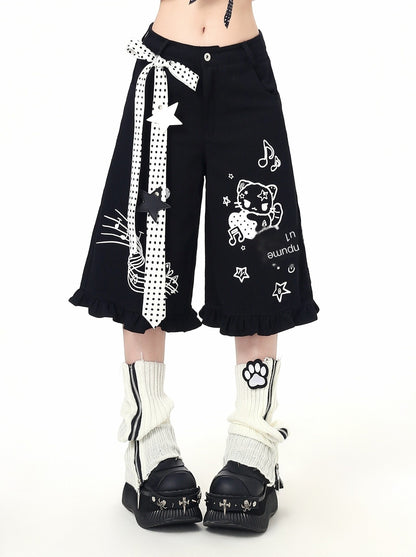 Crazy_Girl_Youthful_Cartoon_Graffiti_Polka_Dot_Lace_Trim_Women&