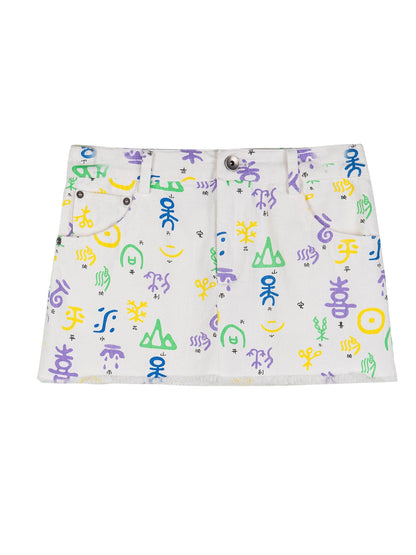 Achihara Blessed High Waist Slim Fit Cotton Mini Skirt