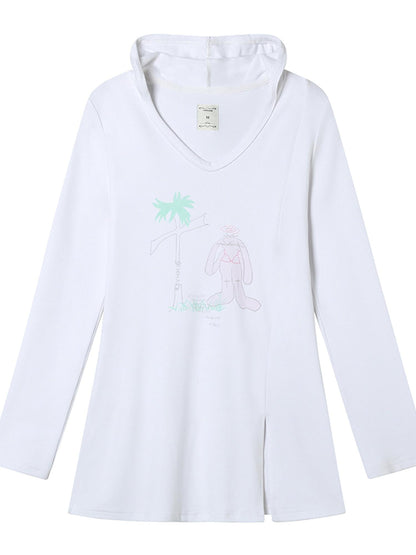 Achihara Peter Rabbit V-Neck Hooded Slim Fit Tee