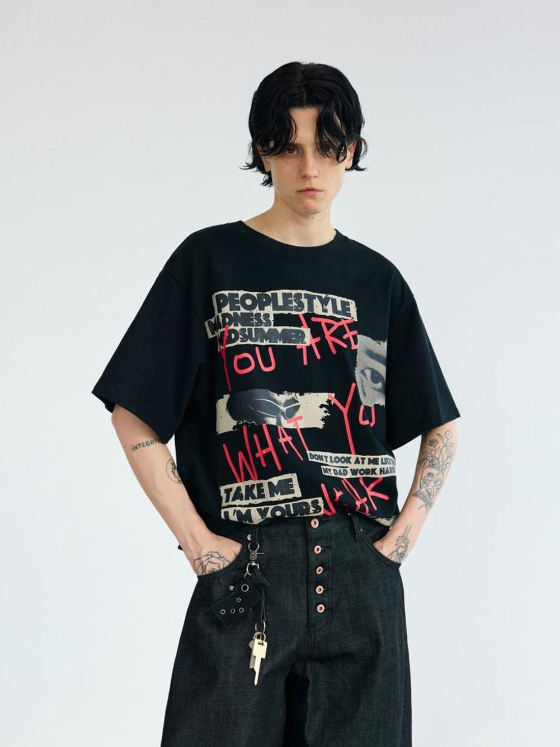 Peoplesense Creative Graffiti Lettering Oversized Tee