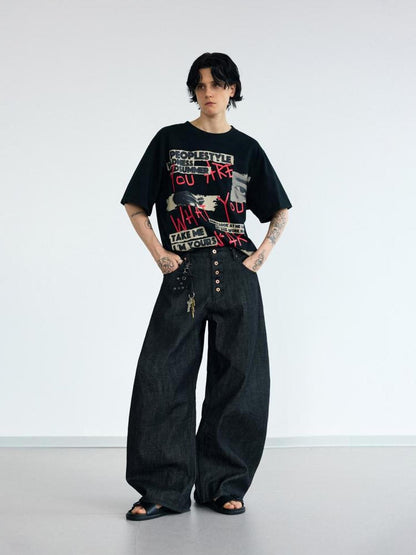 Peoplesense Creative Graffiti Lettering Oversized Tee