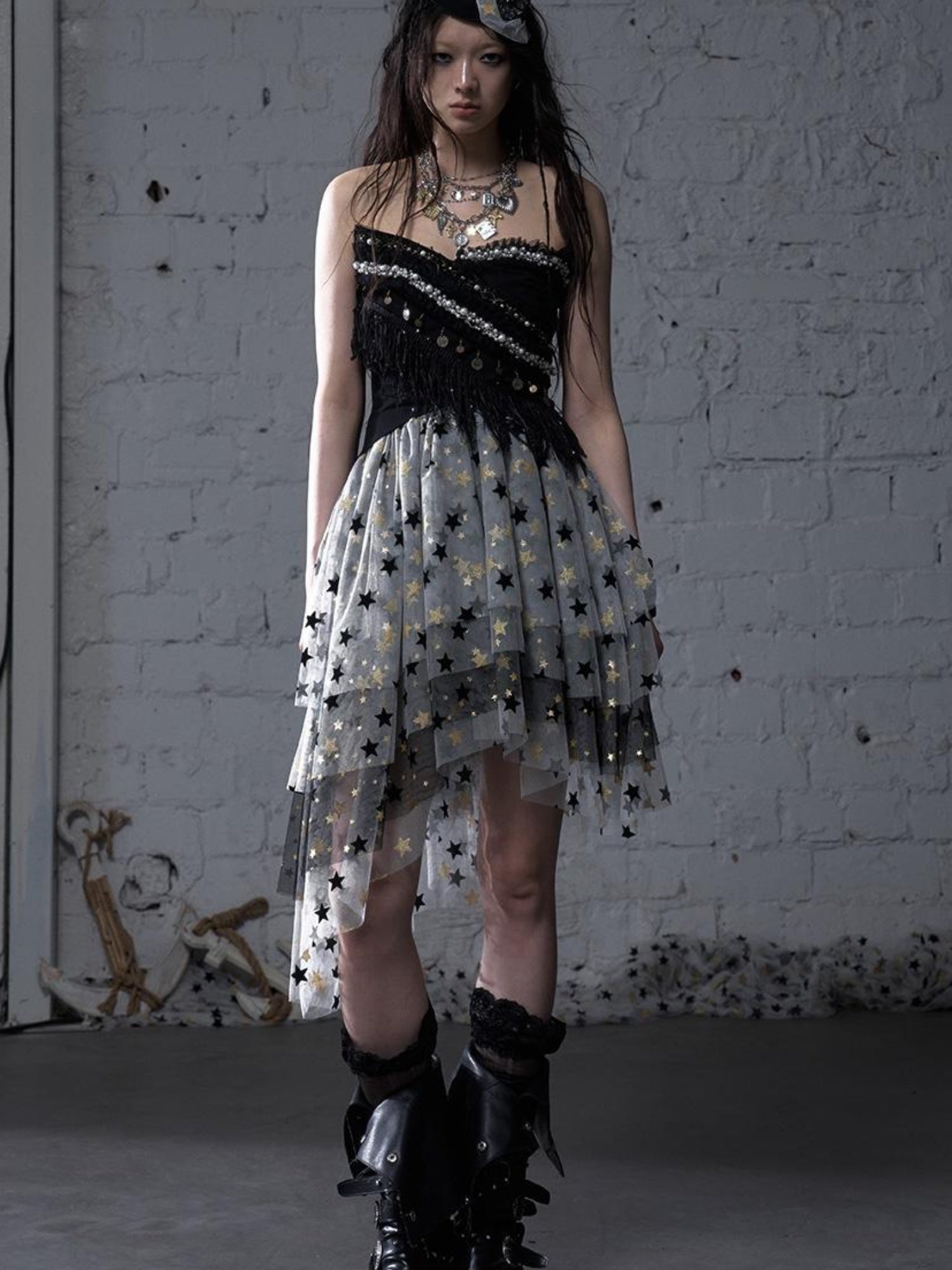 NO ROMANCE Cropped Bustier Top With Tassels &amp; Lace Trim For Women