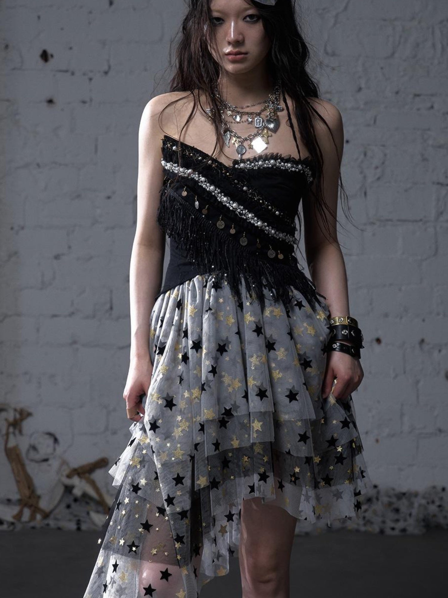 NO ROMANCE Cropped Bustier Top With Tassels &amp; Lace Trim For Women
