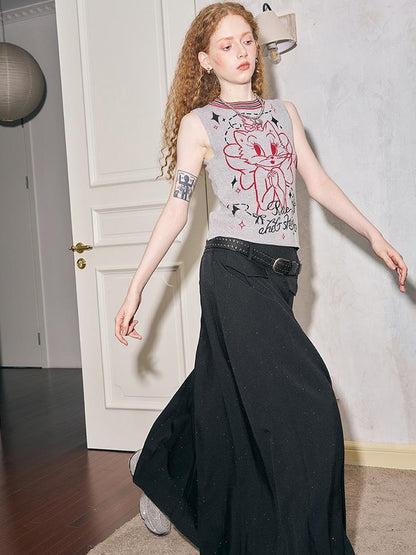 DIDDI MODA Crystal Embellished Pleated Midi Skirt