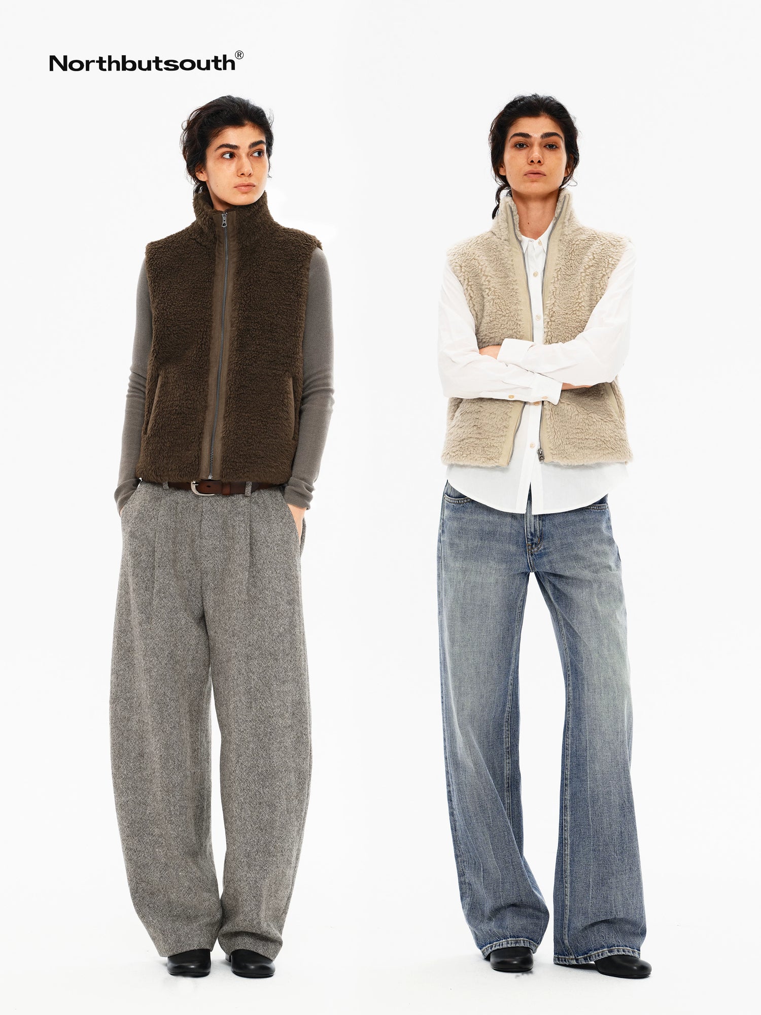 Curly Plush High Collar Straight Cut Women&
