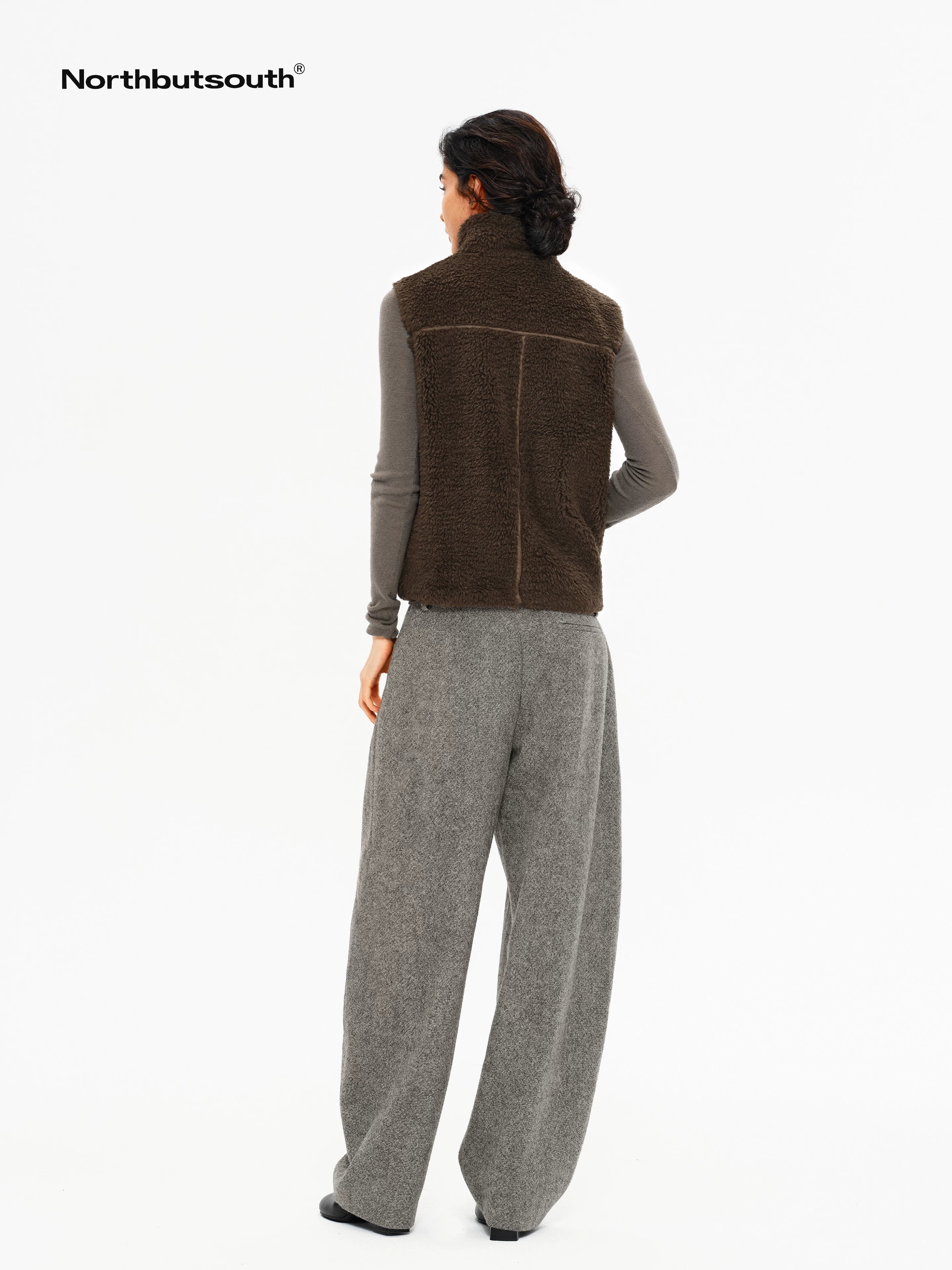 Curly Plush High Collar Straight Cut Women&