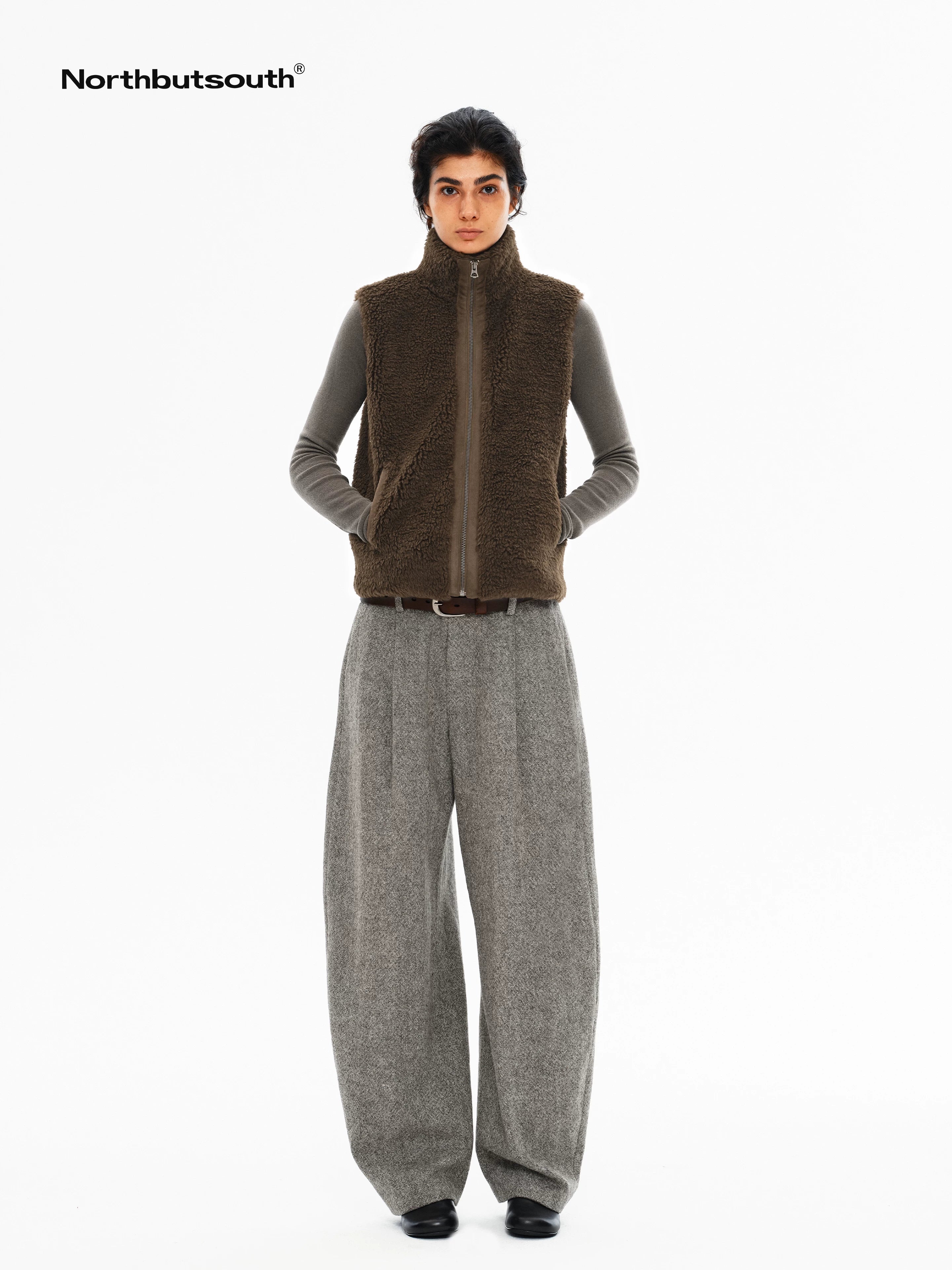 Curly Plush High Collar Straight Cut Women&