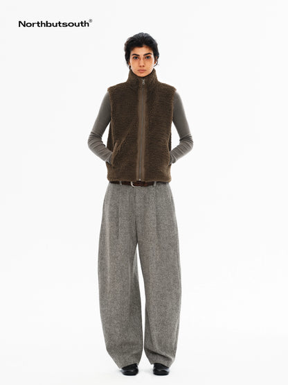 Curly Plush High Collar Straight Cut Women&