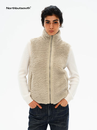 Curly Plush High Collar Straight Cut Women&