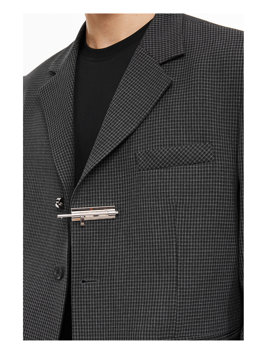 Custom Metal Button Houndstooth Single-Breast Suit