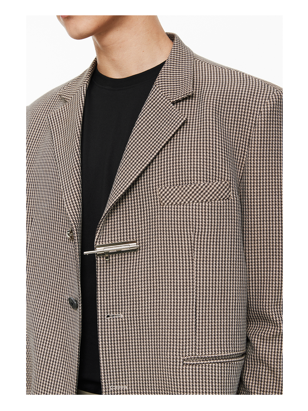 Custom Metal Button Houndstooth Single-Breast Suit