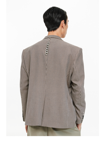 Custom Metal Button Houndstooth Single-Breast Suit