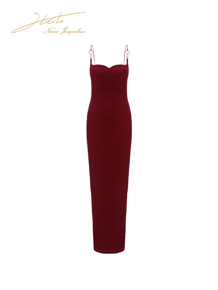 Custom Metal Ring Strap Stretch Maxi Dress Dresses
