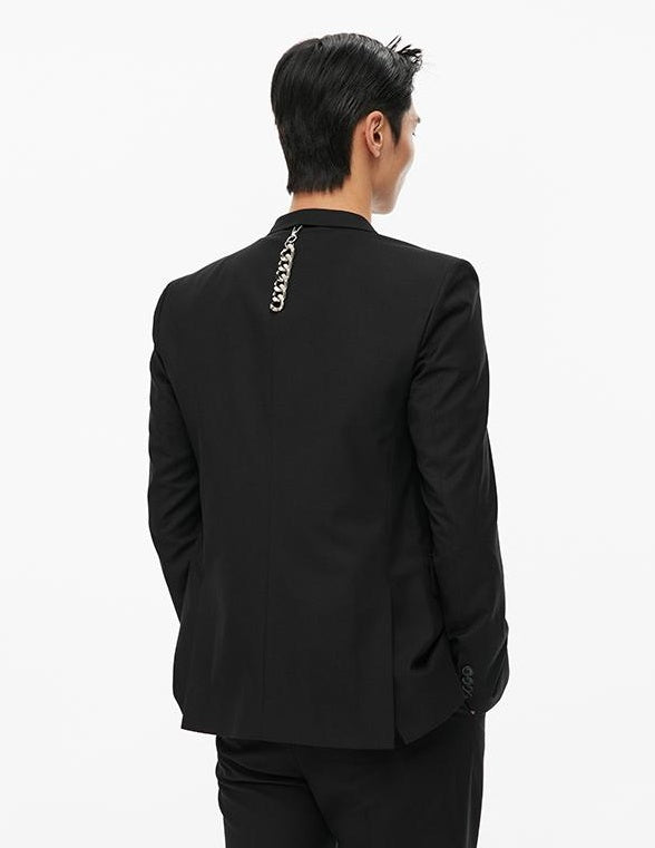 Custom Metal Trim Single-Breasted Suit Blazer