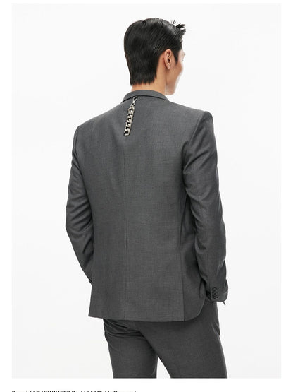 Custom Metal Trim Single-Breasted Suit Blazer