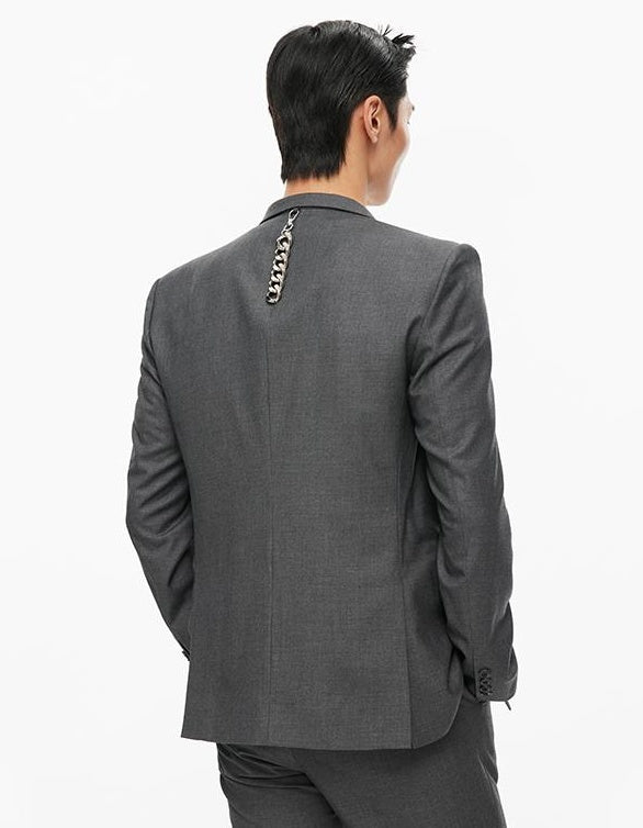 Custom Metal Trim Single-Breasted Suit Blazer