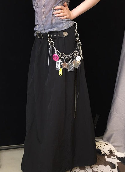 Custom Photo Keychain Leather Belt with Chain for Pants