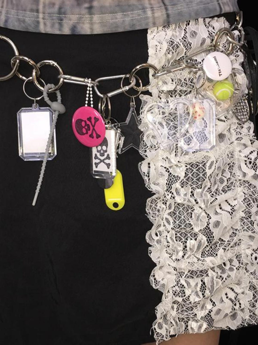 Custom Photo Keychain Leather Belt with Chain for Pants