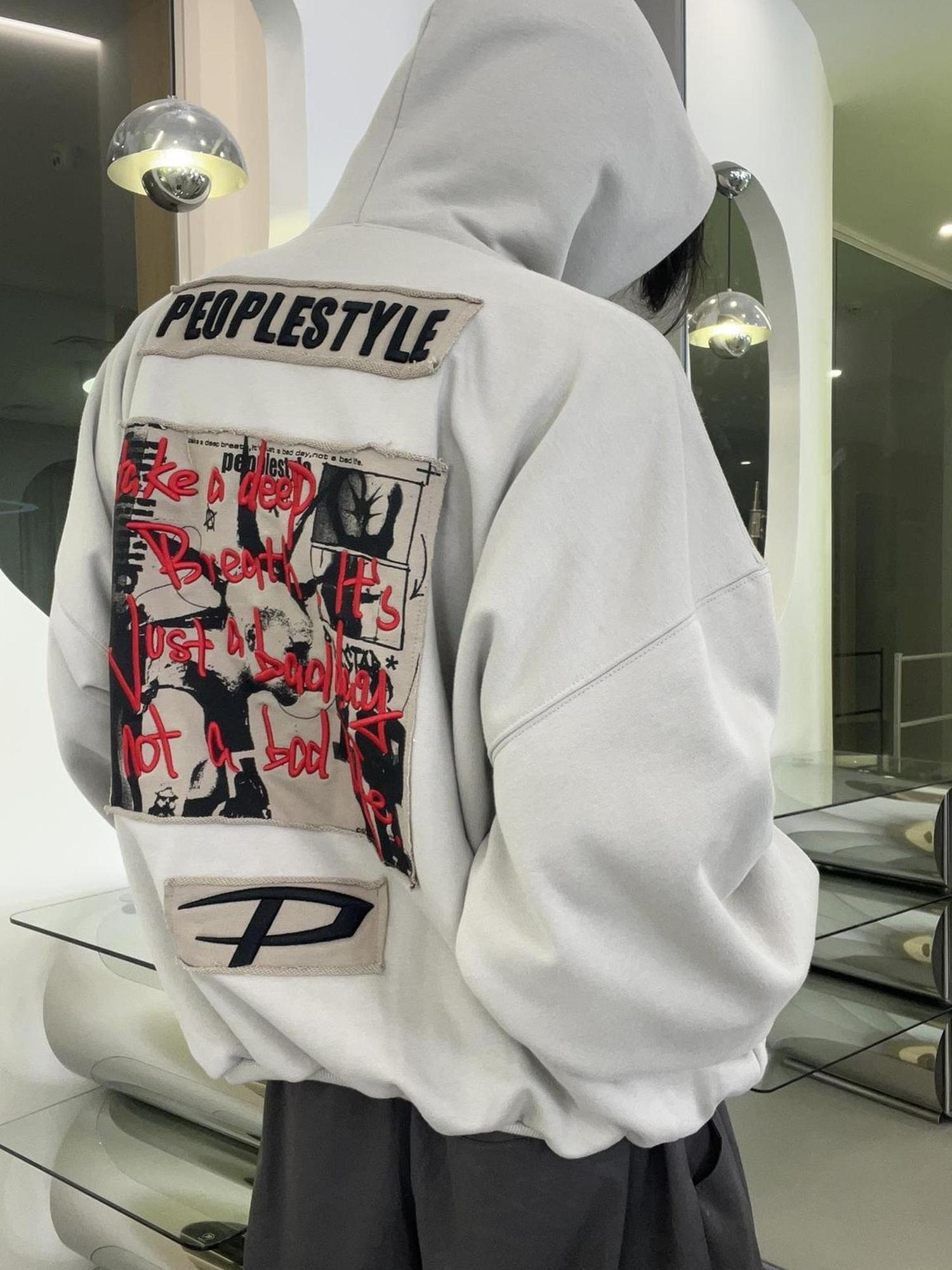 Peoplesense Custom Print Hooded Sweatshirt Warm Breathable Unisex Streetwear