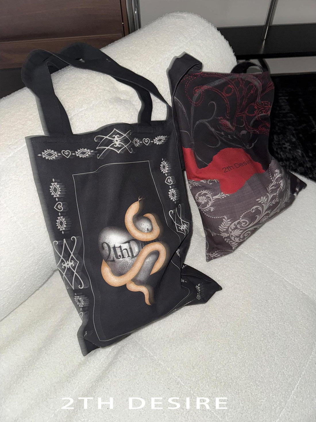 2th Desire Custom Punk Snake Year Hand-Painted Canvas Tote Bag