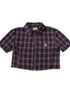 Achihara Vintage Plaid Summer Shirt With Blessing Embroidery