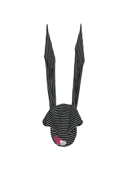 Cute Bunny Hat With Big Ears Summer Knit Striped Cap
