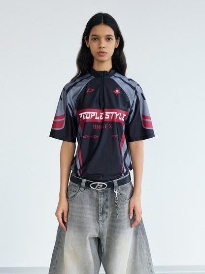Peoplesense Cycling Inspired Contrast Color Quick Dry Tee