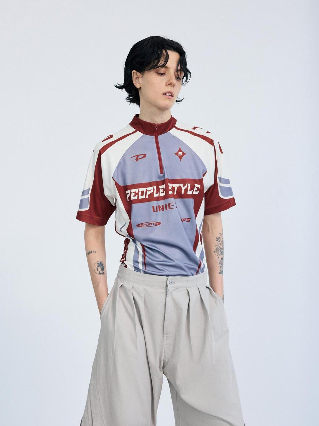 Peoplesense Cycling Inspired Contrast Color Quick Dry Tee