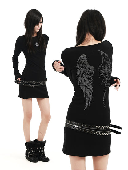 DETW OnLine Angel Devil Wing Rhinestone Embroidered Women&