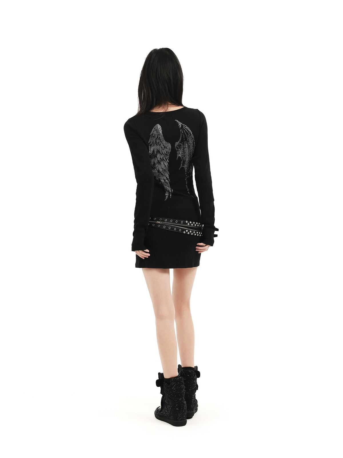 DETW OnLine Angel Devil Wing Rhinestone Embroidered Women&