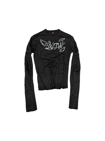 DETW_OnLine_Angel_Letter_Print_Rhinestone_Round_Neck_Pure_Cotton_Women&