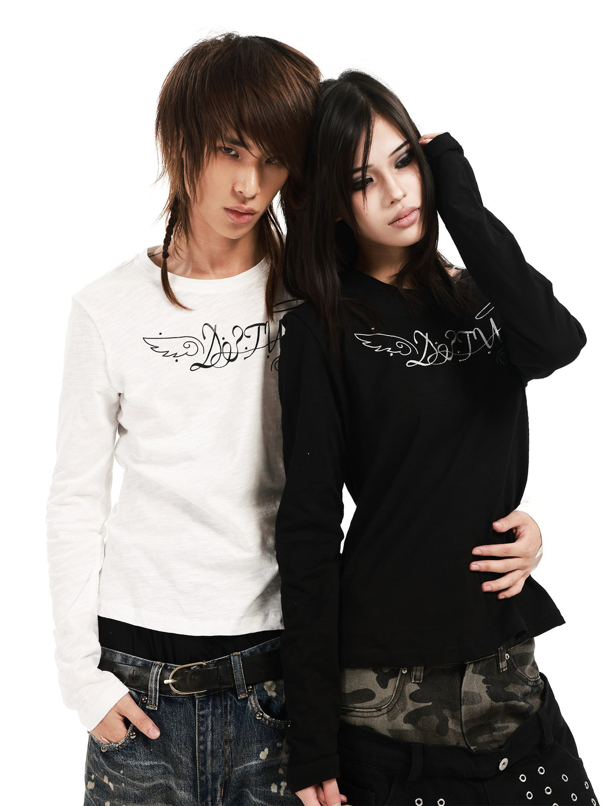 DETW OnLine Angel Letter Print Rhinestone Round Neck Pure Cotton Women&