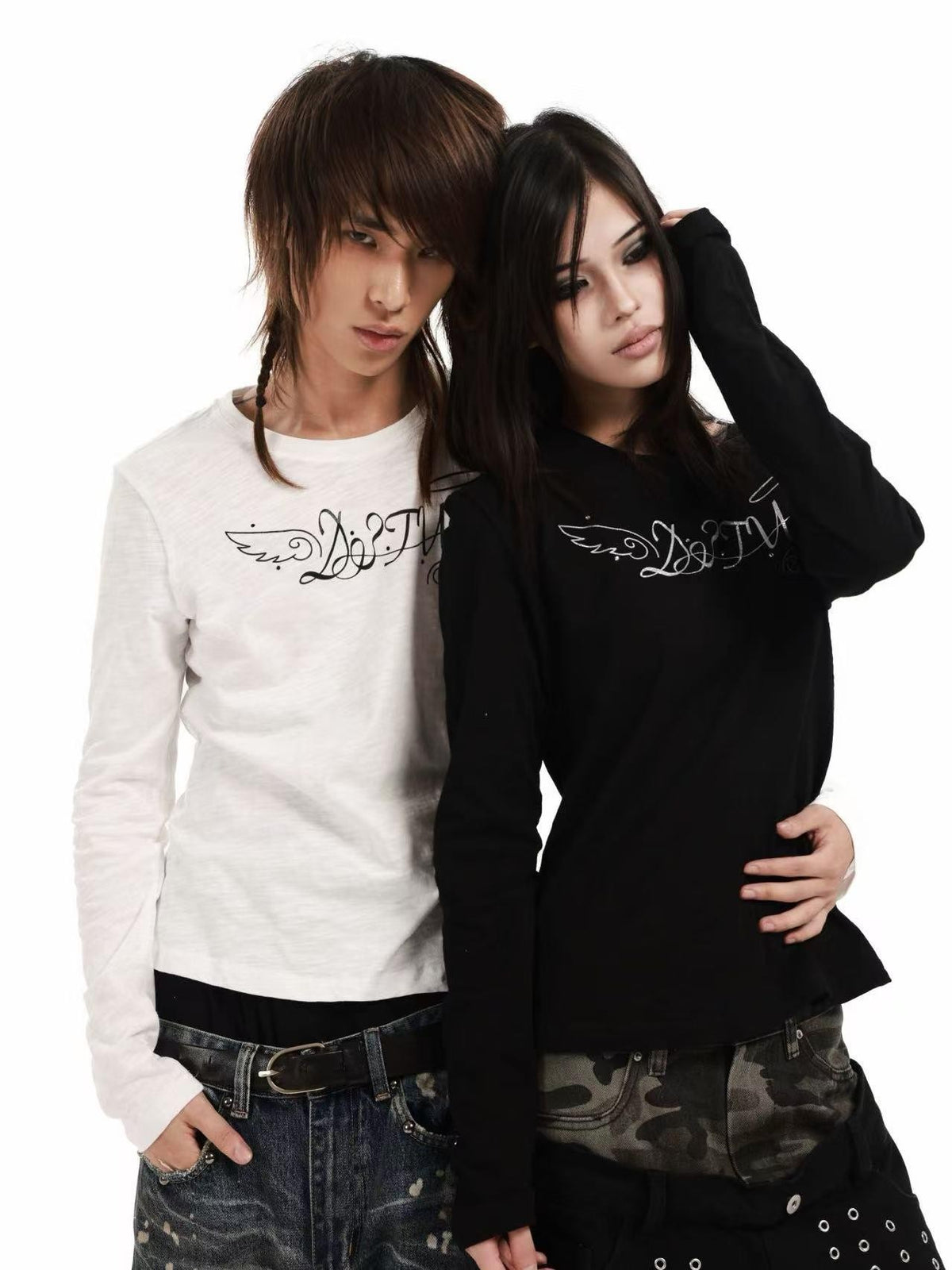 DETW OnLine Angel Letter Print Rhinestone Round Neck Pure Cotton Women&