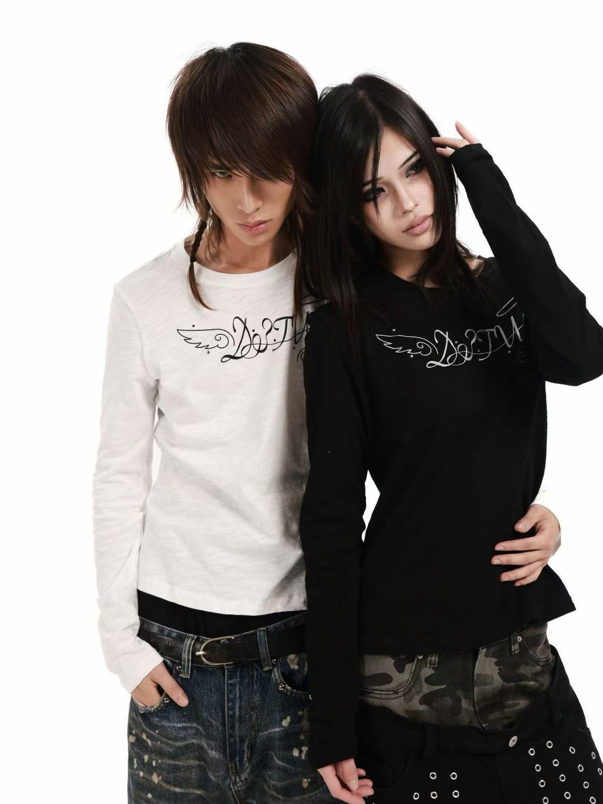 DETW OnLine Angel Letter Print Rhinestone Round Neck Pure Cotton Women&