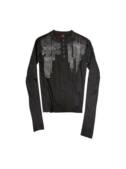 DETW_OnLine_Anti_War_Rhinestone_Henry_Neck_Slim_Fit_Cotton_Blend_Women&