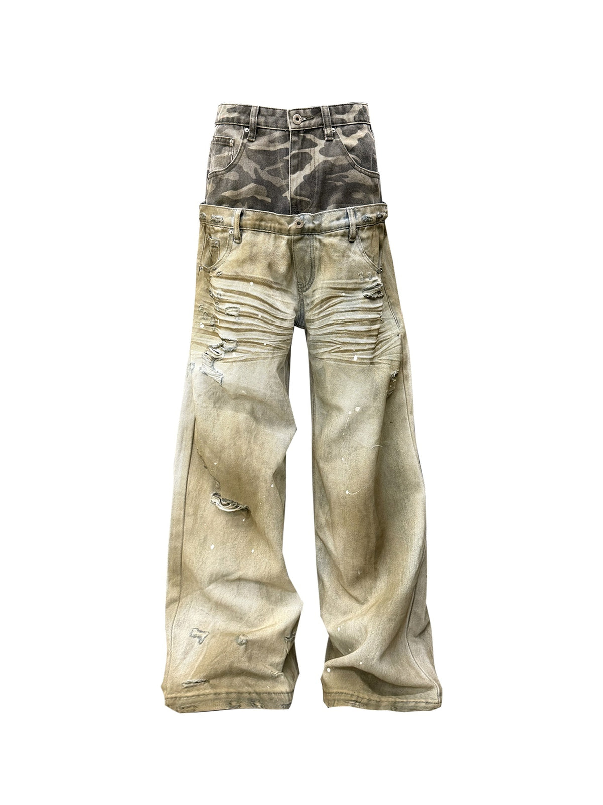 DETW_OnLine_Camouflage_Embroidered_Double_Waist_Straight_Leg_Women&