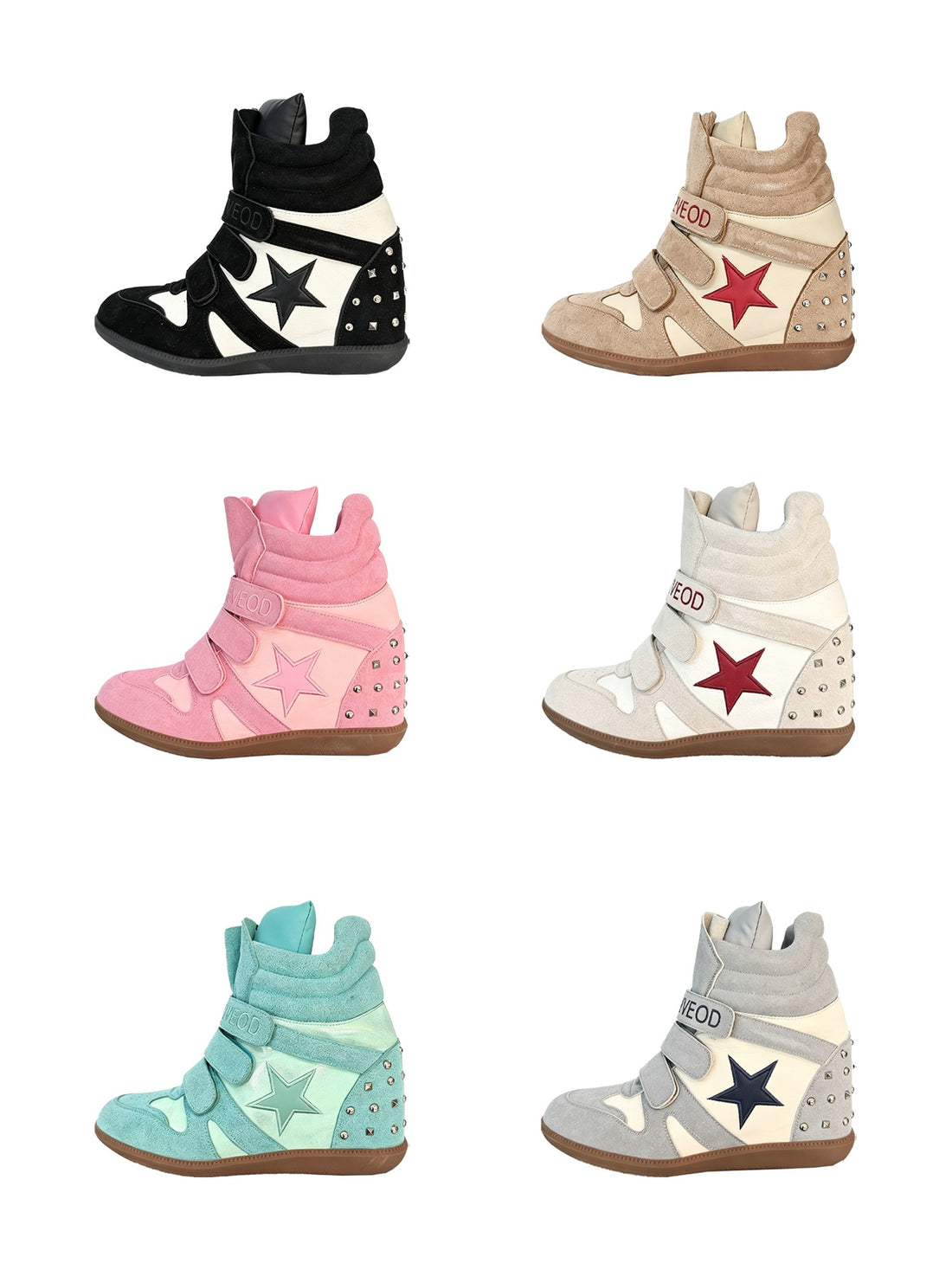 DETW OnLine Color Block Studded Platform Wedge Women&