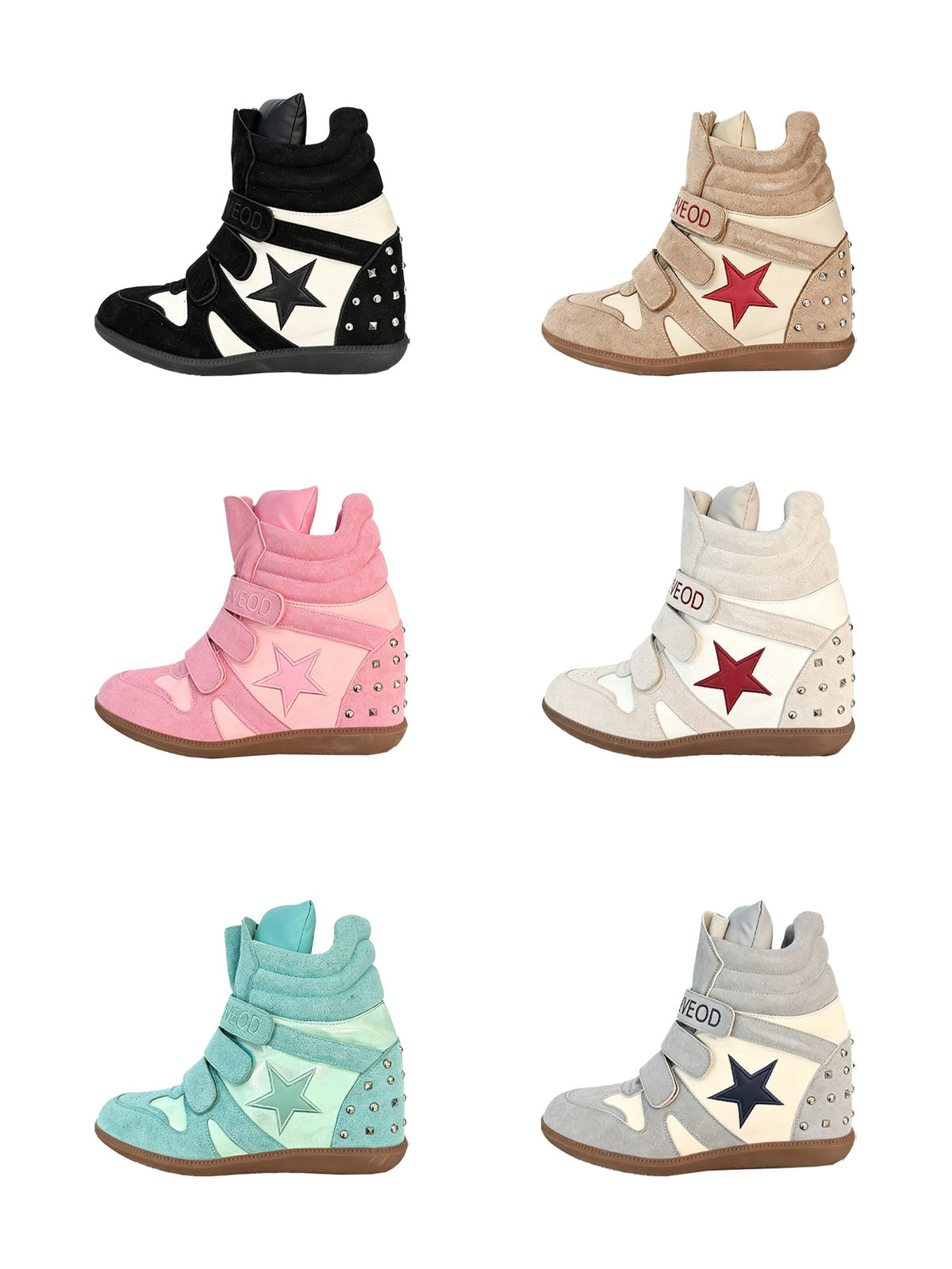 DETW OnLine Color Block Studded Platform Wedge Women&