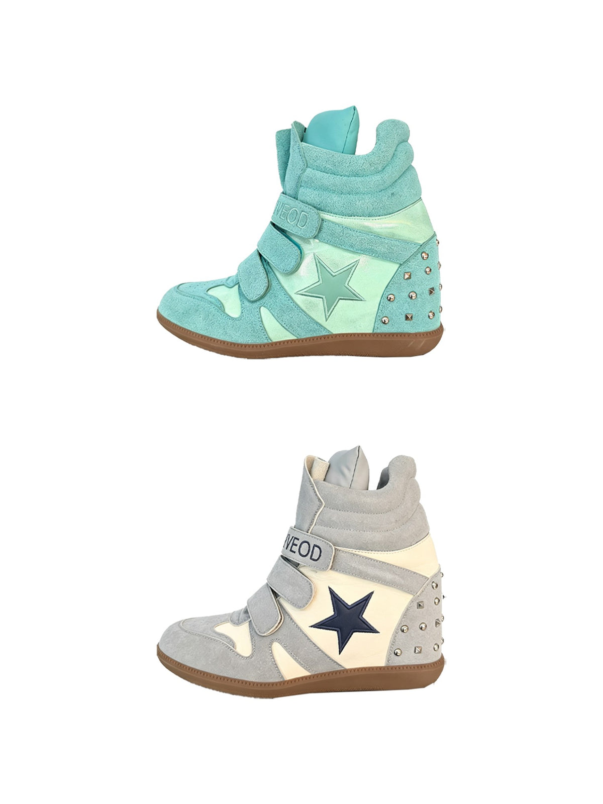 DETW OnLine Color Block Studded Platform Wedge Women&