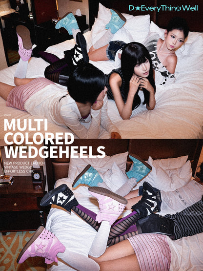 DETW OnLine Color Block Studded Platform Wedge Women&