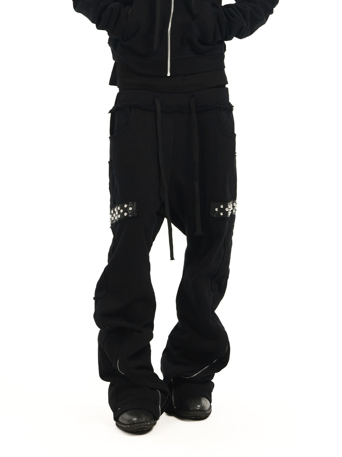DETW OnLine Dark Street Punk Studded Hidden Zipper Embroidered Women&