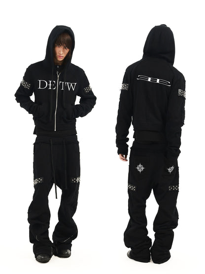DETW OnLine Dark Street Punk Studded Hidden Zipper Embroidered Women&