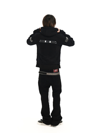 DETW OnLine Dark Street Punk Studded Raglan Sleeve Drawstring Women&