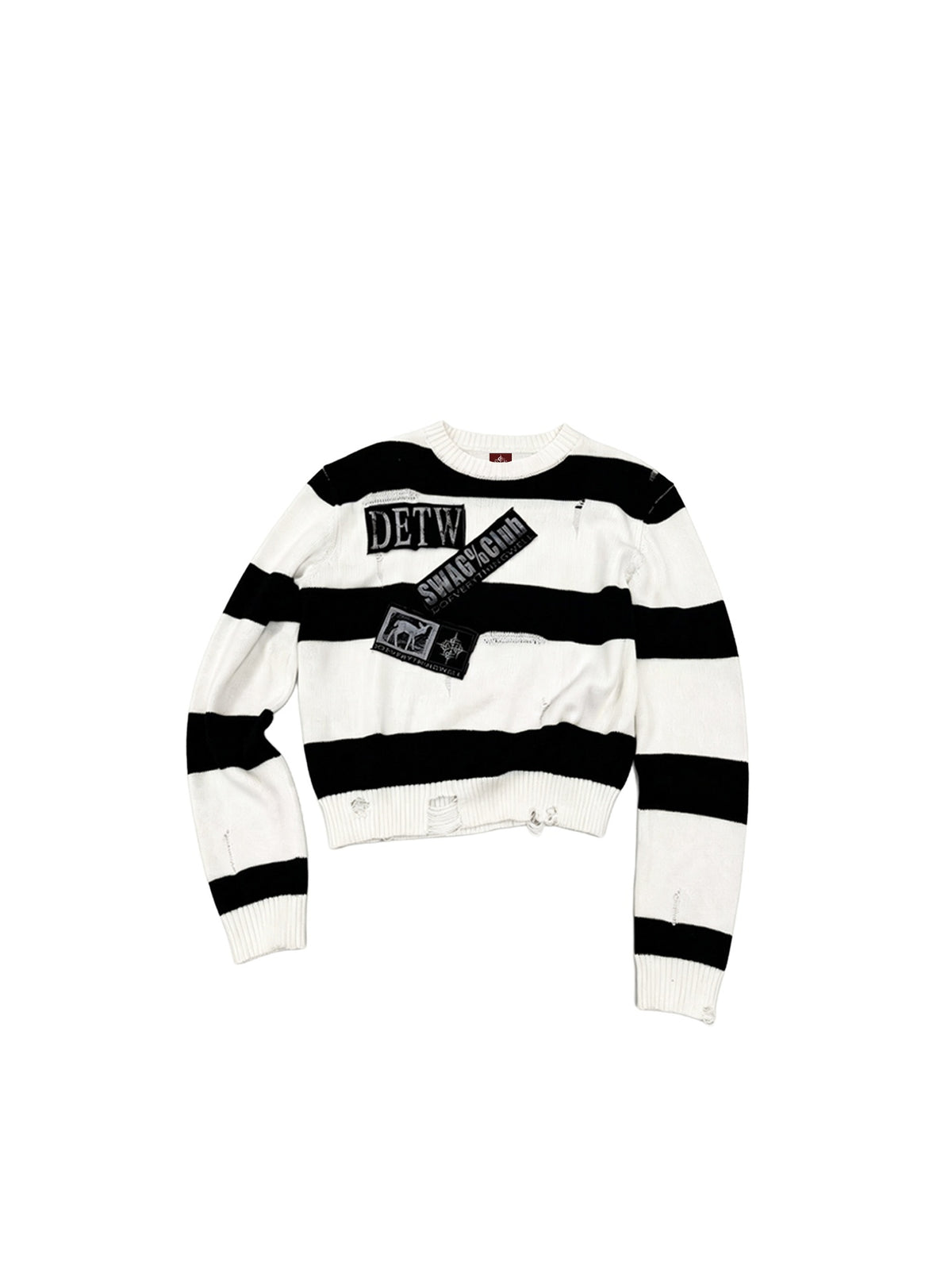 DETW_OnLine_Distressed_Embroidered_Striped_Patchwork_Women&