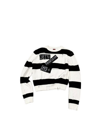 DETW_OnLine_Distressed_Embroidered_Striped_Patchwork_Women&