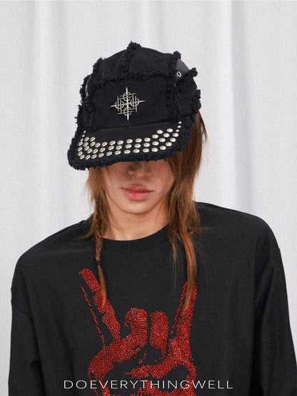 DETW_OnLine_Distressed_Metal_Logo_Rivet_Patchwork_Flat_Brim_Women&