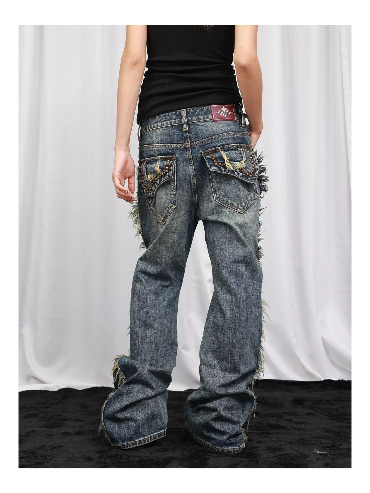 DETW OnLine Distressed Studded Frayed Women&