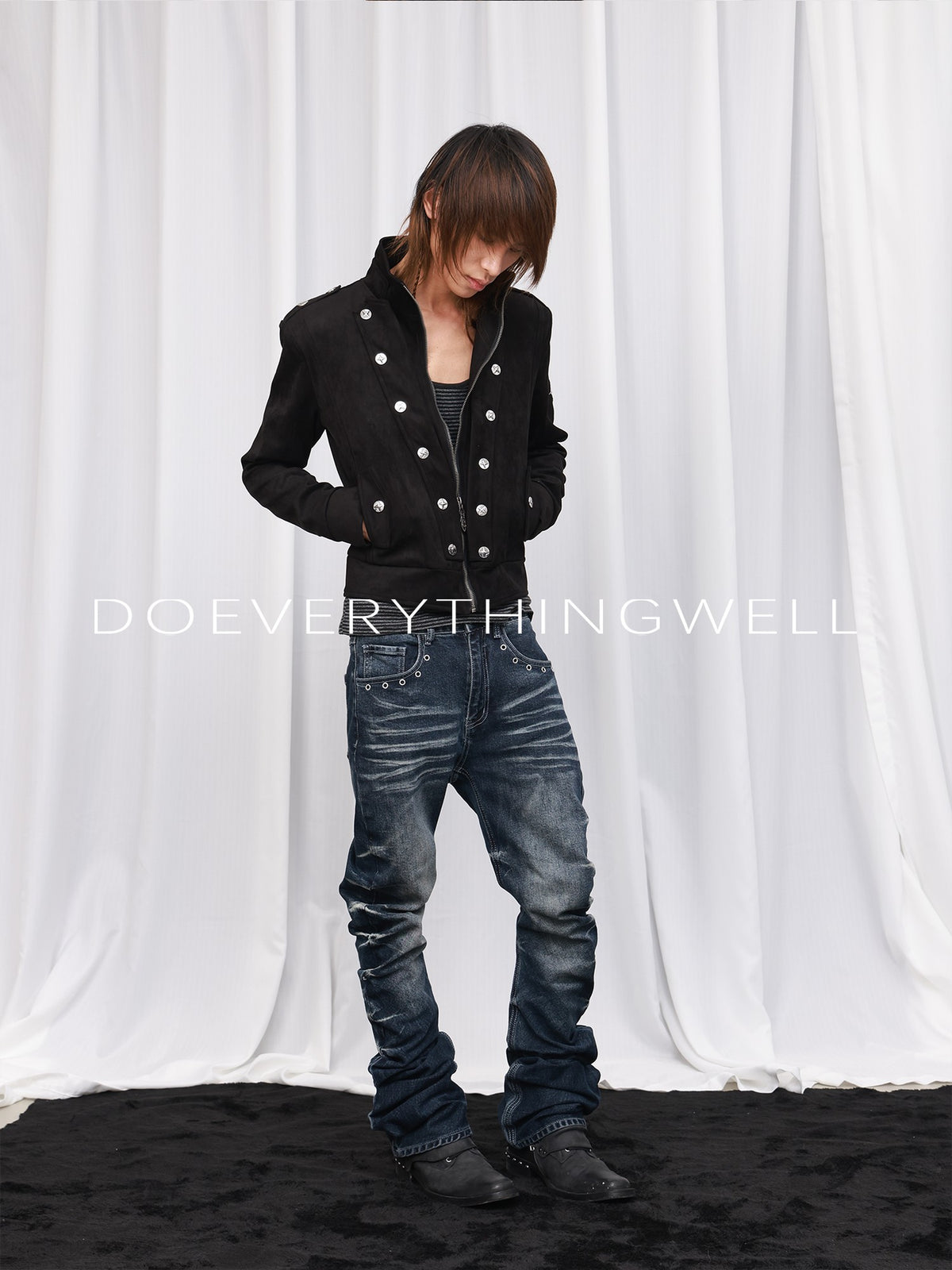 DETW OnLine Embroidered Metal Detail Palace Napoleon Double Breasted Cropped Women&