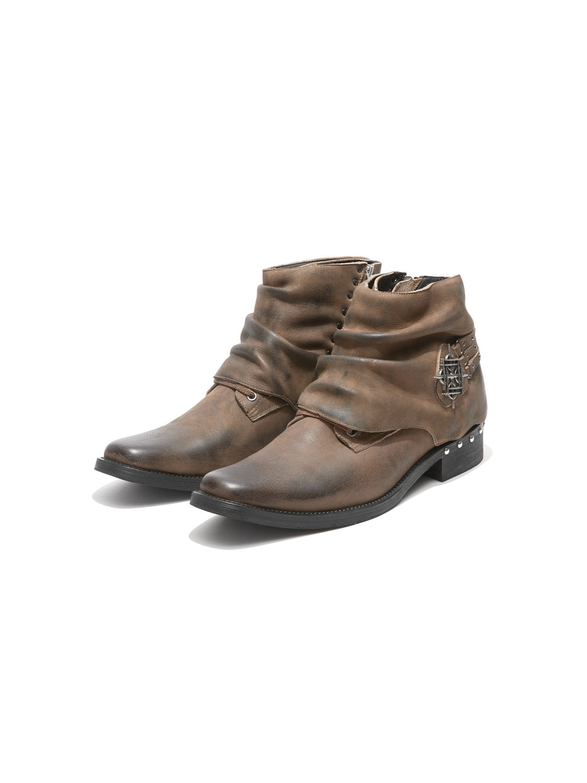 DETW_OnLine_Handmade_Waxed_Leather_Studded_Square_Toe_Chelsea_Women&
