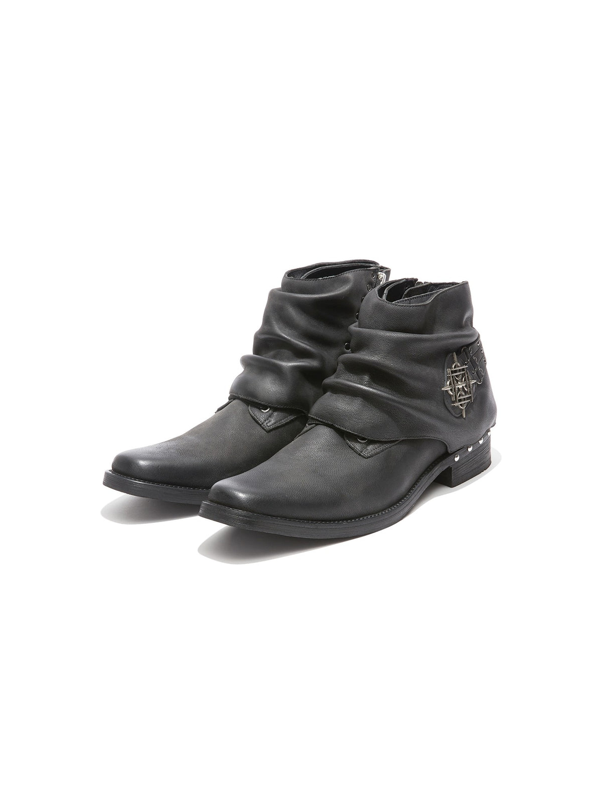 DETW OnLine Handmade Waxed Leather Studded Square Toe Chelsea Women&